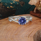 Vintage Round Cut Twisted Band Tanzanite Ring for Women